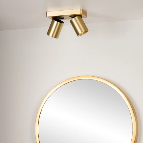 Lucide NIGEL - Spot plafond - LED Dim to warm - GU10 - 2x5W 2200K/3000K - Or Mat / Laiton - ambiance 1